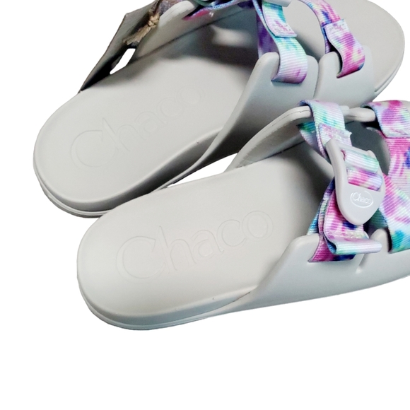 Kids Chaco Chillos Light Tie-Dye Sandals Light Gray Size 4 NWOB - Picture 4 of 6